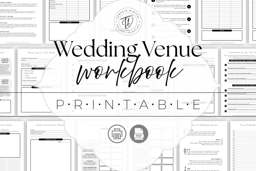 Printable Wedding Venue Workbook
