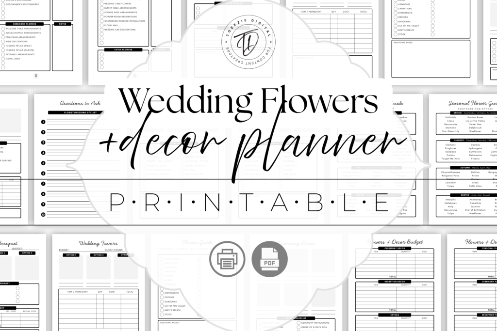 Printable Wedding Flowers and Decor Planner
