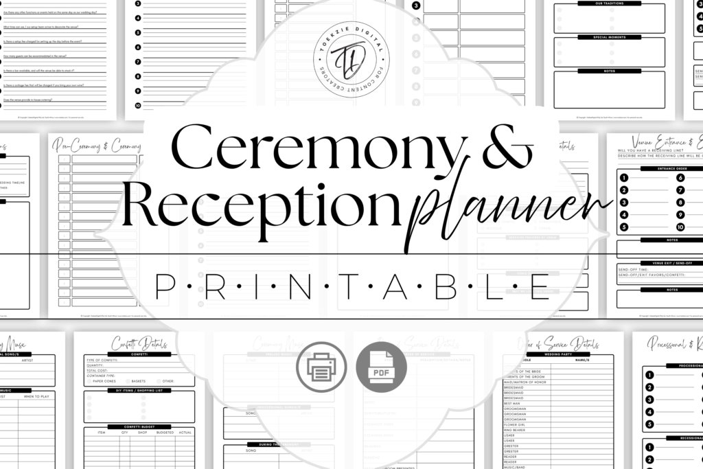 Printable Ceremony and Reception Planner