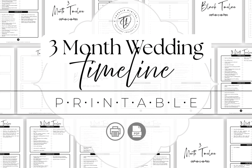 Printable 3 Month Wedding Timeline