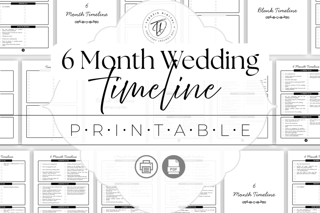 Printable 6 Month Wedding Timeline