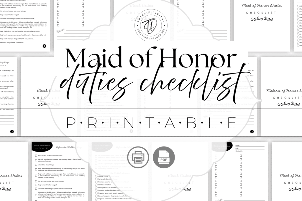 Maid of Honor Duties Checklist