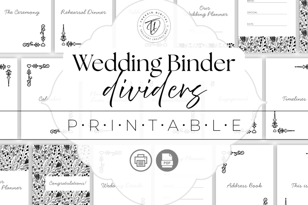 Printable Wedding Binder Dividers