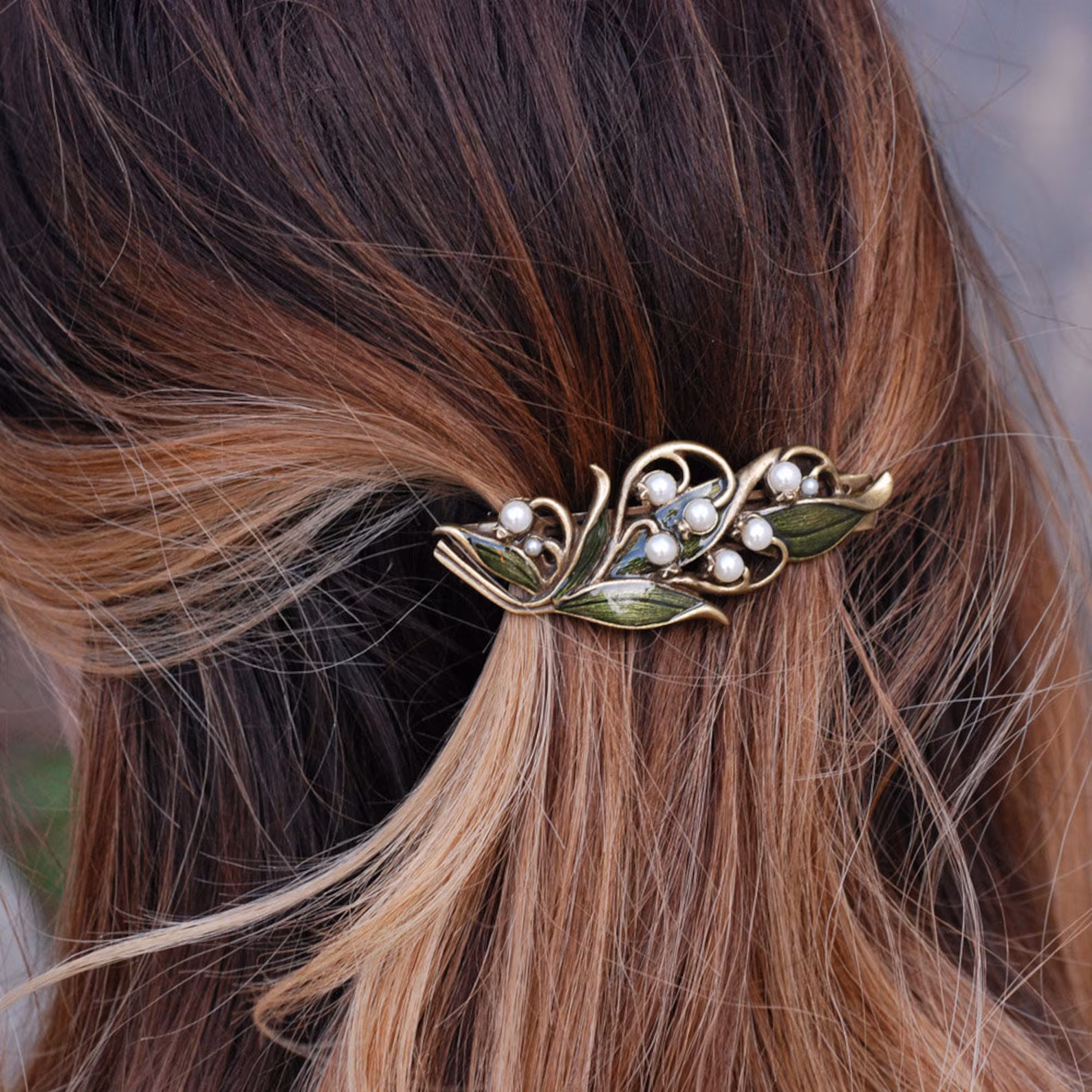 Lily of the Valley Barrette silver, French silver flower barrette by ShelleyCooperJewelry on Etsy