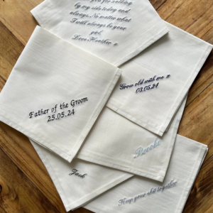 Personalised Embroidered Ivory Cotton Handkerchief by Pot10Crafts on Etsy - 25 Wedding Morning Gifts Bride - The Wedding Club